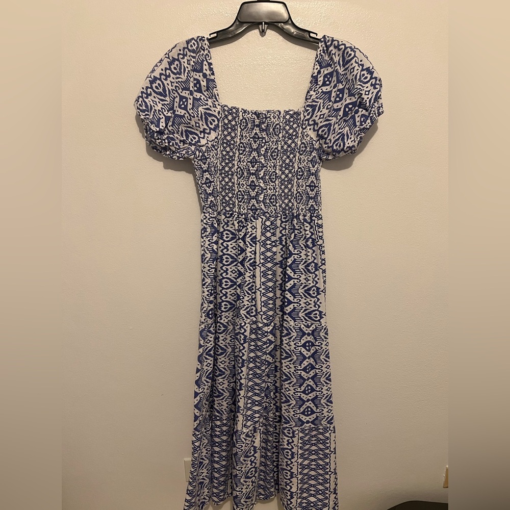 Blue Patterned Petite Women's Dress